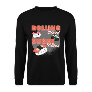 Sushi Vibes Rolling japanese Foodie love - Unisex Sweatshirt - black - Front - Alina (178cm) & Michal (187cm)