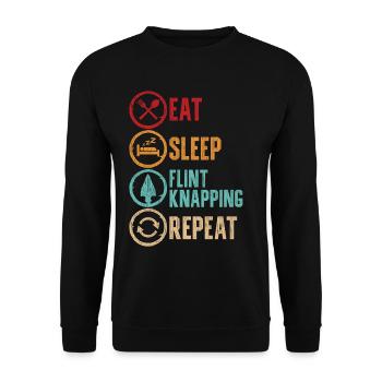 Pfeilspitzen Eat Sleep Flint Knapping Repeat - Unisex Pullover - Schwarz - Vorne - Alina (178cm) & Michal (187cm)
