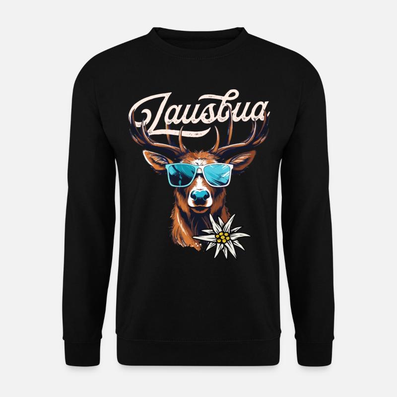 Lausbua T-Shirt Herren Trachtenshirt Trachtenhemd - Unisex Pullover - Schwarz
