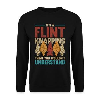 Pfeilspitzen It's A Flint Knapping Thing - Unisex Pullover - Schwarz - Vorne - Alina (178cm) & Michal (187cm)