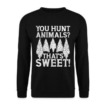 Pfeilspitzen Speerspitze Arrowhead Hunter - Unisex Pullover - Schwarz - Vorne - Alina (178cm) & Michal (187cm)