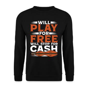 Dulcimer Will Play For Free Will Stop For Cash - Unisex Pullover - Schwarz - Vorne - Alina (178cm) & Michal (187cm)