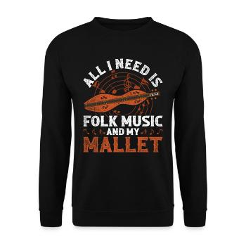Dulcimer All I Need Is Folk Music And My Mallet - Unisex Pullover - Schwarz - Vorne - Alina (178cm) & Michal (187cm)