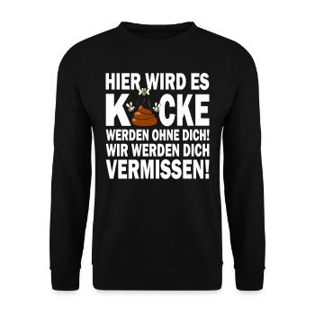 Wir werden dich vermissen - Jobwechsel - Unisex Pullover - Schwarz - Vorne - Alina (178cm) & Michal (187cm)