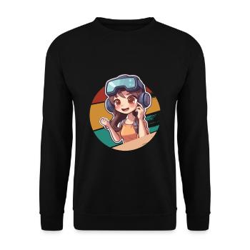 Anime Gaming Girl Virtual reality introverted - Unisex Sweatshirt - black - Front - Alina (178cm) & Michal (187cm)