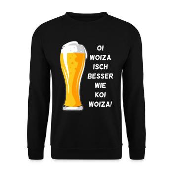 Woiza Weizen Spruch Schwabe Sprüche Schwäbisch - Unisex Pullover - Schwarz - Vorne - Alina (178cm) & Michal (187cm)