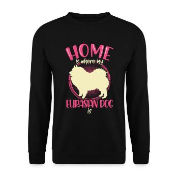Eurasier is my home Eurasian Spitz - Unisex Sweatshirt - black - Front - Alina (178cm) & Michal (187cm)