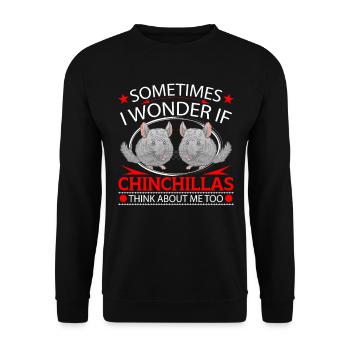 Chinchilla denkt an mich Nagetier Wollmaus - Unisex Pullover - Schwarz - Vorne - Alina (178cm) & Michal (187cm)