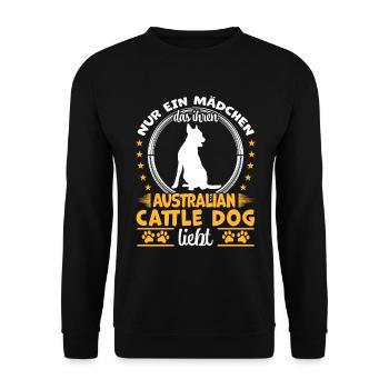 Mädchen das Australian Cattle Dog liebt - Unisex Pullover - Schwarz - Vorne - Alina (178cm) & Michal (187cm)