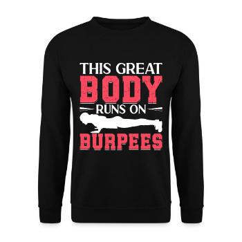 Burpees Exercices Entraînement - Sweat-shirt Unisexe - noir - Devant - Alina (178cm) & Michal (187cm)
