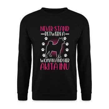 Woman and her Akita Inu Japanese Akita Inu - Unisex Sweatshirt - black - Front - Alina (178cm) & Michal (187cm)