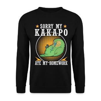 Kakapo ate homework parrot - Unisex Sweatshirt - black - Front - Alina (178cm) & Michal (187cm)