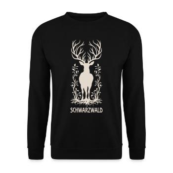 Schwarzwald Hirsch Jäger Heimat Urlaub - Unisex Pullover - Schwarz - Vorne - Alina (178cm) & Michal (187cm)