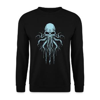 Kraken Tintenfisch Tier Tattoo Gothpunk - Unisex Pullover - Schwarz - Vorne - Alina (178cm) & Michal (187cm)