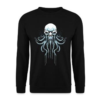 Krake Tintenfisch Tier Tattoo Gothpunk - Unisex Pullover - Schwarz - Vorne - Alina (178cm) & Michal (187cm)