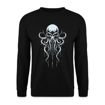 Kraken Tintenfisch Tier Tattoo Gothpunk - Unisex Pullover - Schwarz - Vorne - Alina (178cm) & Michal (187cm)