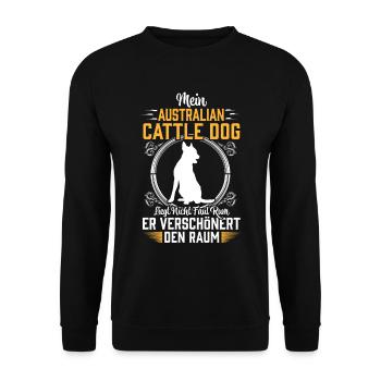 Australian Cattle Dog liegt nicht faul rum - Unisex Pullover - Schwarz - Vorne - Alina (178cm) & Michal (187cm)