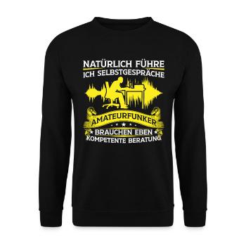 Amateurfunker führen Selbstgespräche Hobbyfunker - Unisex Pullover - Schwarz - Vorne - Alina (178cm) & Michal (187cm)