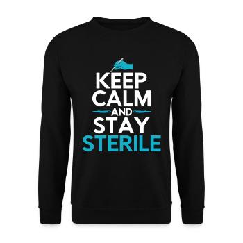 Chirurgischer Assistent Keep Calm And Stay Sterile - Unisex Pullover - Schwarz - Vorne - Alina (178cm) & Michal (187cm)