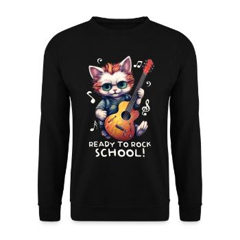 Chaton chat inscrit à la rentrée scolaire - Sweat-shirt Unisexe - noir - Devant - Alina (178cm) & Michal (187cm)