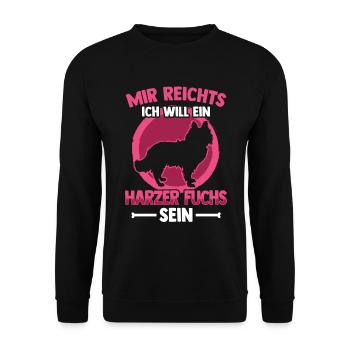 Will ein Harzer Fuchs sein Altdeutscher Hütehund - Unisex Pullover - Schwarz - Vorne - Alina (178cm) & Michal (187cm)