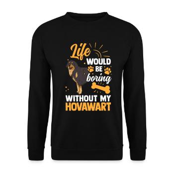 Langweilig ohne Hovawart Derber Bauernhund - Unisex Pullover - Schwarz - Vorne - Alina (178cm) & Michal (187cm)