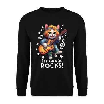 Back-to-school school enrollment cat kitten - Unisex Sweatshirt - black - Front - Alina (178cm) & Michal (187cm)