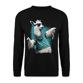 Dancing Llama Llamas Alpaca Animal Gift Idea - Unisex Sweatshirt - black - Front - Alina (178cm) & Michal (187cm)