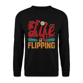 Pinball Flipperspieler Life Is Flipping - Unisex Pullover - Schwarz - Vorne - Alina (178cm) & Michal (187cm)