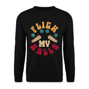Pinball Flipperspieler Flick My Balls - Unisex Pullover - Schwarz - Vorne - Alina (178cm) & Michal (187cm)