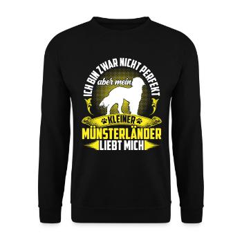 Mein Kleiner Münsterländer liebt mich - Unisex Pullover - Schwarz - Vorne - Alina (178cm) & Michal (187cm)