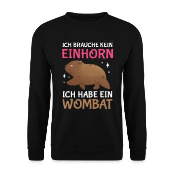 Ich habe ein Wombat Australien Beuteltier - Unisex Pullover - Schwarz - Vorne - Alina (178cm) & Michal (187cm)
