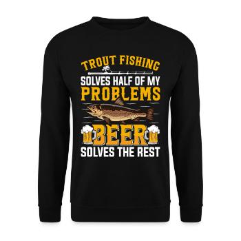 Funny Fishing Men Women - Unisex Pullover - Schwarz - Vorne - Alina (178cm) & Michal (187cm)