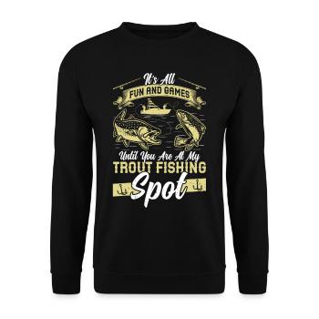 Funny Fishing Men Women - Unisex Pullover - Schwarz - Vorne - Alina (178cm) & Michal (187cm)