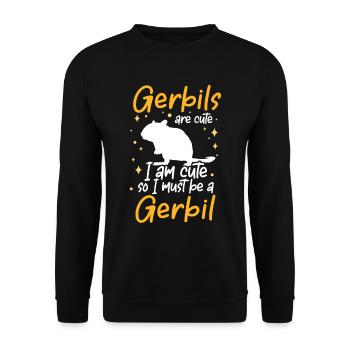 Ich bin eine Rennmaus Nagetier Gerbil - Unisex Pullover - Schwarz - Vorne - Alina (178cm) & Michal (187cm)