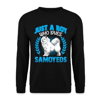 Junge der Samojede liebt Samojedenspitz - Unisex Pullover - Schwarz - Vorne - Alina (178cm) & Michal (187cm)