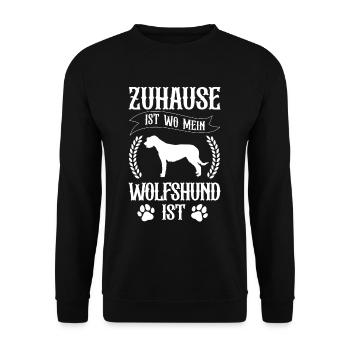 Irischer Wolfshund ist mein Zuhause Wolfhound - Unisex Pullover - Schwarz - Vorne - Alina (178cm) & Michal (187cm)