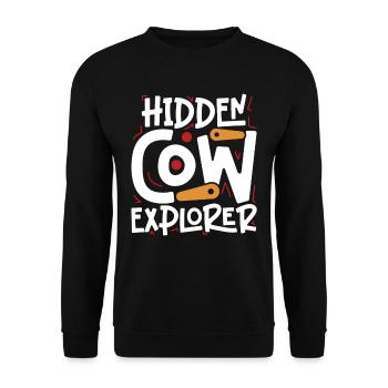 Pinball Flipperspieler Hidden Cow Explorer - Unisex Pullover - Schwarz - Vorne - Alina (178cm) & Michal (187cm)