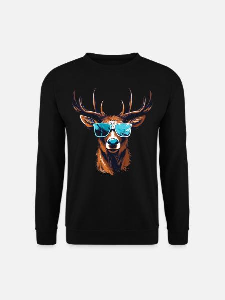 Hirsch T-Shirt Herren Trachtenshirt Ersatz Tracht - Unisex Pullover - Schwarz