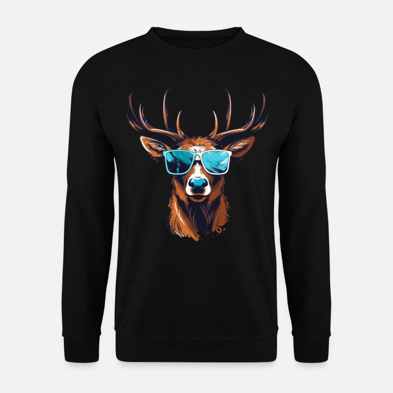 Hirsch T-Shirt Herren Trachtenshirt Ersatz Tracht - Unisex Pullover - Schwarz