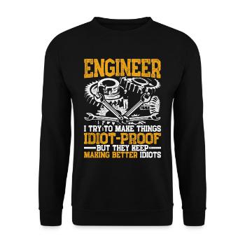 Engineer, Engineering - Unisex Sweatshirt - black - Front - Alina (178cm) & Michal (187cm)