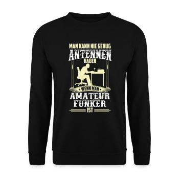 Amateurfunker genug Antennen Hobbyfunker - Unisex Pullover - Schwarz - Vorne - Alina (178cm) & Michal (187cm)