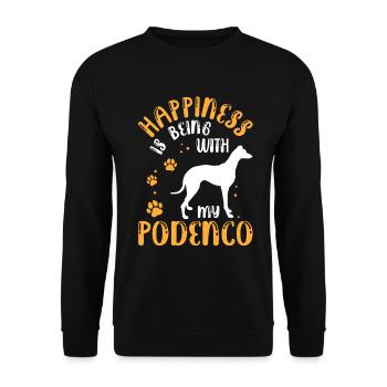Podenco macht glücklich spanischer Windhund - Unisex Pullover - Schwarz - Vorne - Alina (178cm) & Michal (187cm)