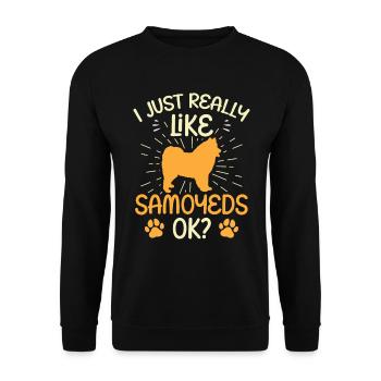 Ich mag einfach Samojede Samojedenspitz - Unisex Pullover - Schwarz - Vorne - Alina (178cm) & Michal (187cm)