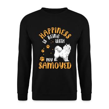 Samojede macht mich glücklich Samojedenspitz - Unisex Pullover - Schwarz - Vorne - Alina (178cm) & Michal (187cm)