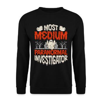 Geisterjagd Most Medium Paranormal Investigator - Unisex Pullover - Schwarz - Vorne - Alina (178cm) & Michal (187cm)