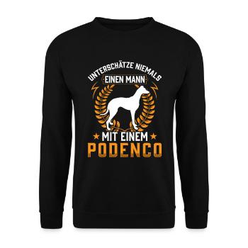 Mann mit Podenco Ibizan Hound - Unisex Pullover - Schwarz - Vorne - Alina (178cm) & Michal (187cm)