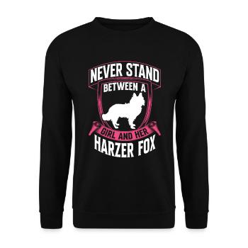 Girl and her Harz Fox Old German Herding Dog - Unisex Sweatshirt - black - Front - Alina (178cm) & Michal (187cm)