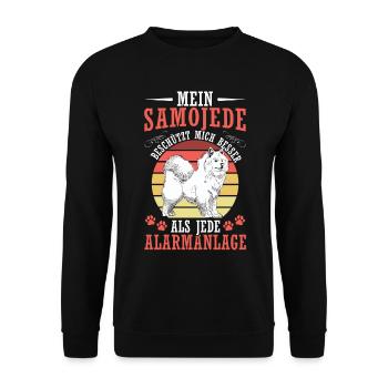 Samojede beschützt mich Samojedenspitz - Unisex Pullover - Schwarz - Vorne - Alina (178cm) & Michal (187cm)