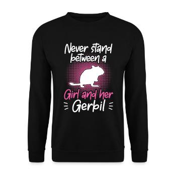 Fille et son rongeur gerbille Gerbille - Sweat-shirt Unisexe - noir - Devant - Alina (178cm) & Michal (187cm)